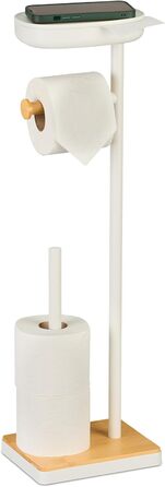 Підставка для туалетного паперу Relaxdays з полицею, білий/натуральний, 68x20,5x16 см