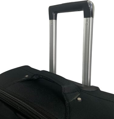 Чемодан-ролер Stoff з можливістю розширення, 4 колеса (M/L/XL/XXL або набір 4 шт.), м'який, великий (75 см), чорний