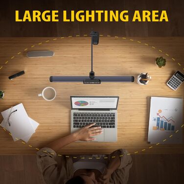 OTUS LED лампа настільна з кріпленням, годинник, таймер, 3 колірні температури, регулювання яскравості, лампа для дому/офісу, захист очей, поворотний кронштейн, офісна лампа