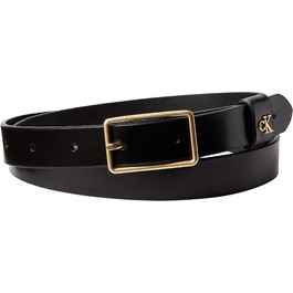 Ремінь жіночий Calvin Klein Square Buckle Loop 2,5 см з логотипом 110 Black (Чорний / Античне світле золото)