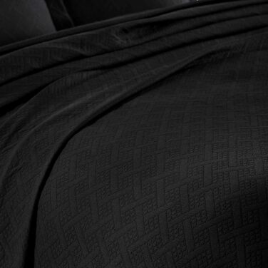 Чорна денна ковдра з наволочками з бавовни, повний розмір