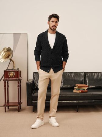 Кардиган чоловічий PJ PAUL JONES з коміром-шарфом, великий в'язання, чорний