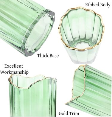 Висока скляна ваза для квітів, велика ваза-циліндр для декору інтер'єру (зелена, 10x10x25 см)