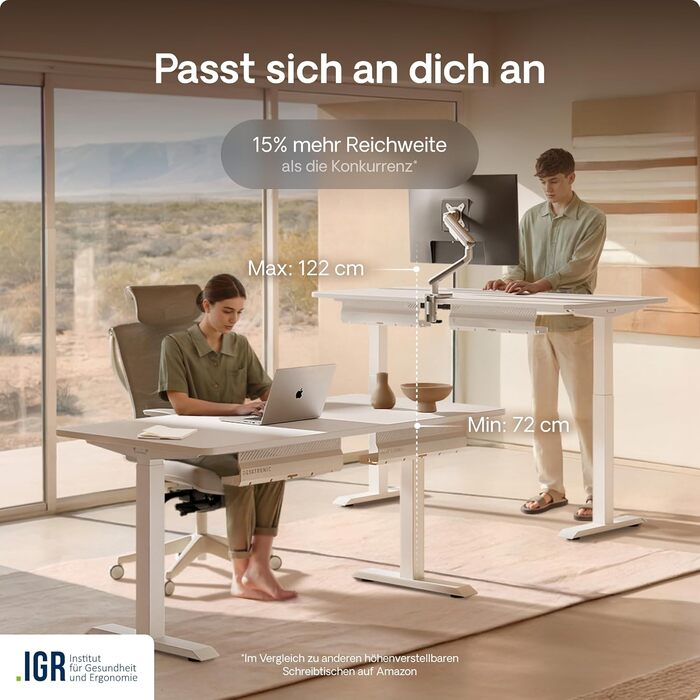 Регульований стіл Desktronic Homeone 160x80 см – електричний, з USB-портами, білий