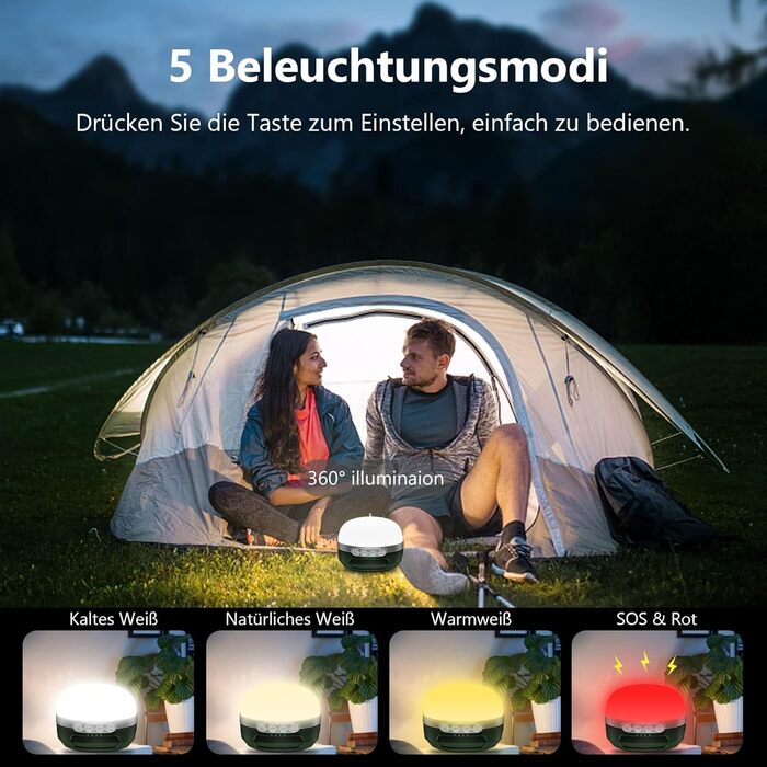 LED Camping Lamp 8400mAh Battery, RGB Color Changing Camping Lantern with USB-C Rechargeable, 5 Light Modes, Stepless Dimming, Waterproof and Strong Magnet Camping Lamp for Hiking, Power Outages, Emergency