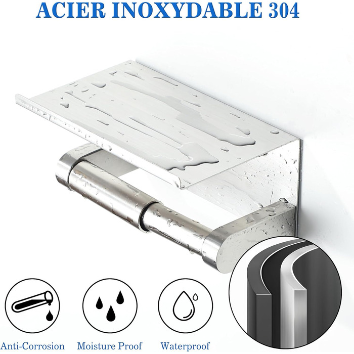 Тримач туалетного паперу Mooche з нержавіючої сталі, 17,5 см, полірований – надійний для ванної кімнати та дому