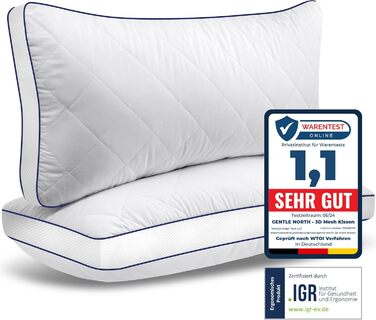 Gentle North High-Quality Pillows (40x80 cm size) - 2-Pack Hotel-quality, fluffy, well-filled pillows suitable for allergy sufferers (Ökotex 100 certified) - Washable at 60°C 2x | 40x80