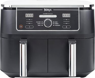 Ninja Foodi MAX Dual Zone Digital Air Fryer, 9.5L Air Fryer, 2 Drawers, Non-Stick Coating, Dishwasher-Safe Baskets, 6-in-1, 8 Portions, Black AF400EU Double Drawer 9.5L Black