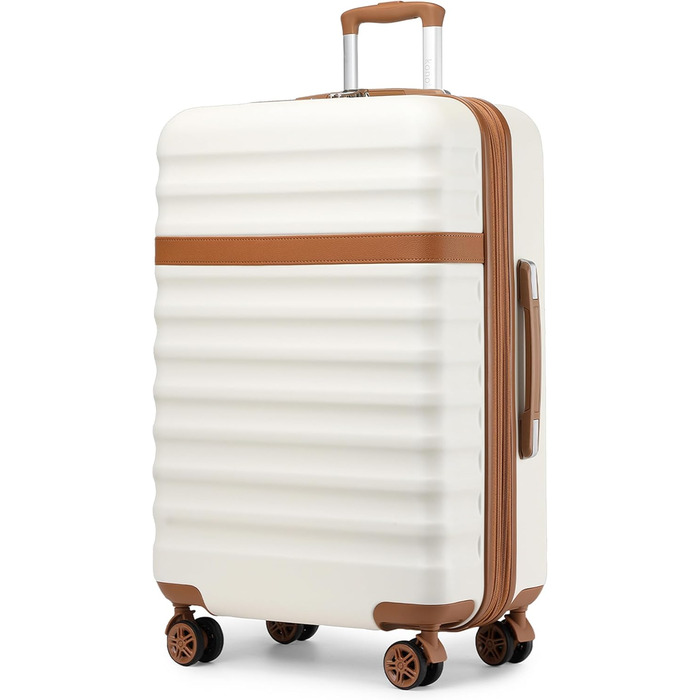 Чемодан-тележка KONO, XL, ABS+PC, з TSA замком (кремовий/коричневий)