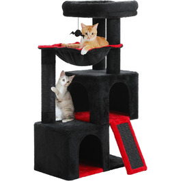 Дім-кігтеточка для котів PETEPELA 104 см з гамаком, перинаю та ігровим м'ячиком, чорний