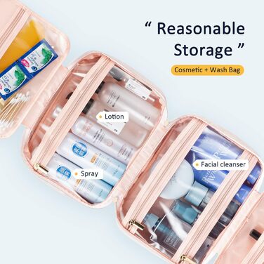 Сумка для косметики жіноча LOVEVOOK водонепроникна, з гачками, рожева, велика