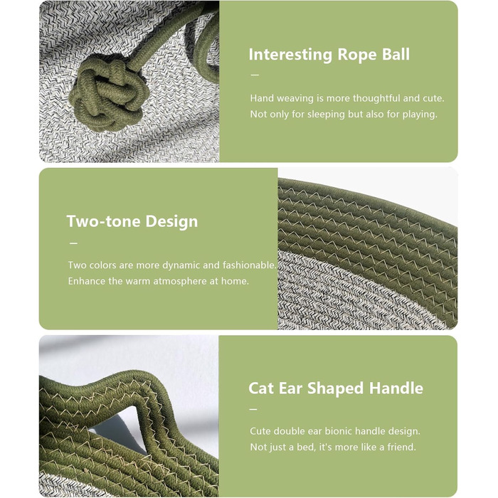 Квіткове ліжко для котів 7WUNDERBAR: зручний корзинка з бавовняних шнурів, діаметр 42 см, висота 15 см, підходить для котів та маленьких собак