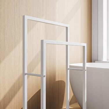 Підставка для рушників, тримач для рушників, стійка для рушників на 3 рейки, для ванної кімнати, сталева, 2 яруси (білий)