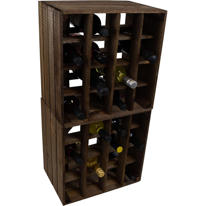 Wine Rack 16er white/natural/flamed Dimensions 40x40x27cm Shelf Box Bottle Rack Wine Rack Apple crate/Wine crate (dark)