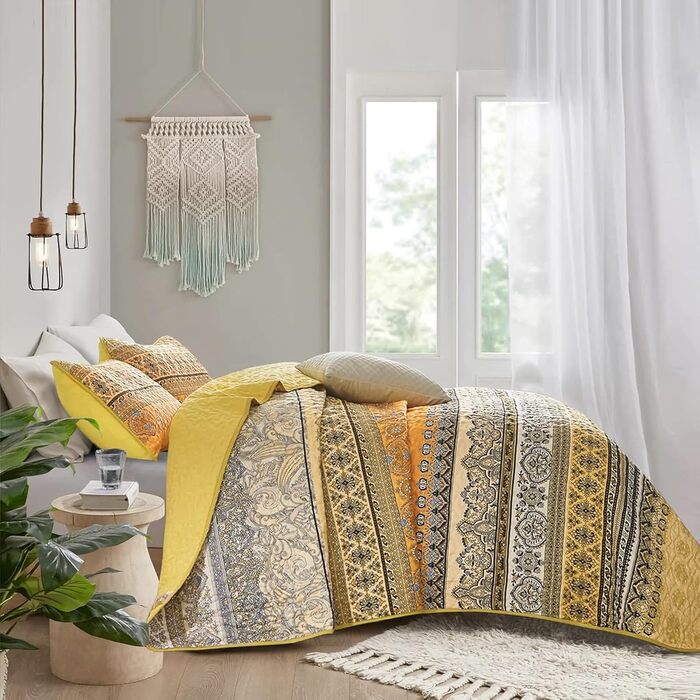Steppdecke Bohémsкий стиль, King Size, 261.6 x 228.6 см, жовто-помаранчевий, 3 шт.