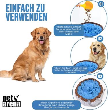 PET ARENA килимок для нюхання собак - інтелектуальна іграшка для собак, велика, блакитна, миється, регулюється розмір