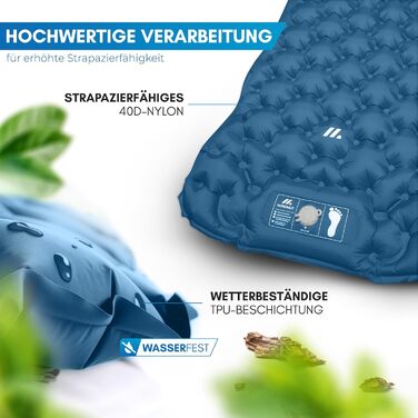 Каремат NORDMUT® самонадувний 6 см - Ultraleicht, компактний, для кемпінгу та відпочинку на природі. Кольори: зелений, блакитний