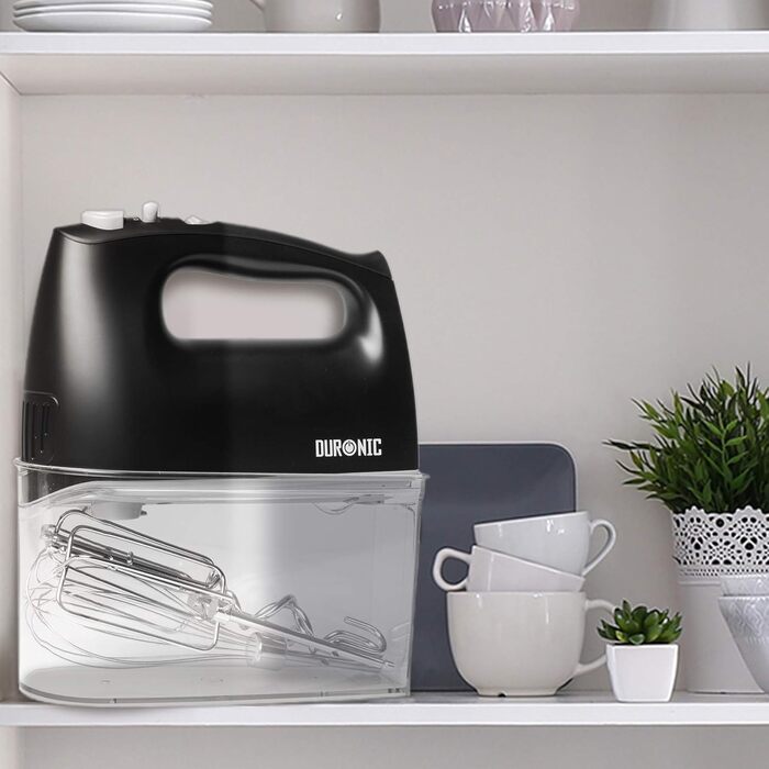 Ручний міксер Duronic HM4 BK 400W з набором насадок: вінчики, гаки для тіста, для випічки, тіста та збивання яєць