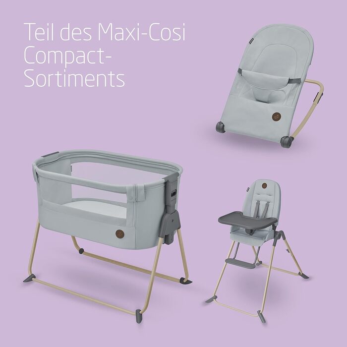 Ліжечко-колиска Maxi-Cosi Tori 2-в-1, для новонароджених, до 9 кг, 5 рівнів висоти, компактне складання, дихаюча сітка, колір Beyond Grey