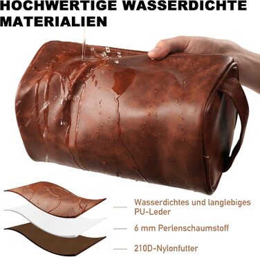 Чоловіча дорожня косметичка Easycosy з лазерним гравіюванням імені, з натуральної шкіри, набір 2в1 (косметичка + гачок для підвішування), ідеальний подарунок для чоловіків, тата, дідуся, колеги, червоно-коричневого кольору