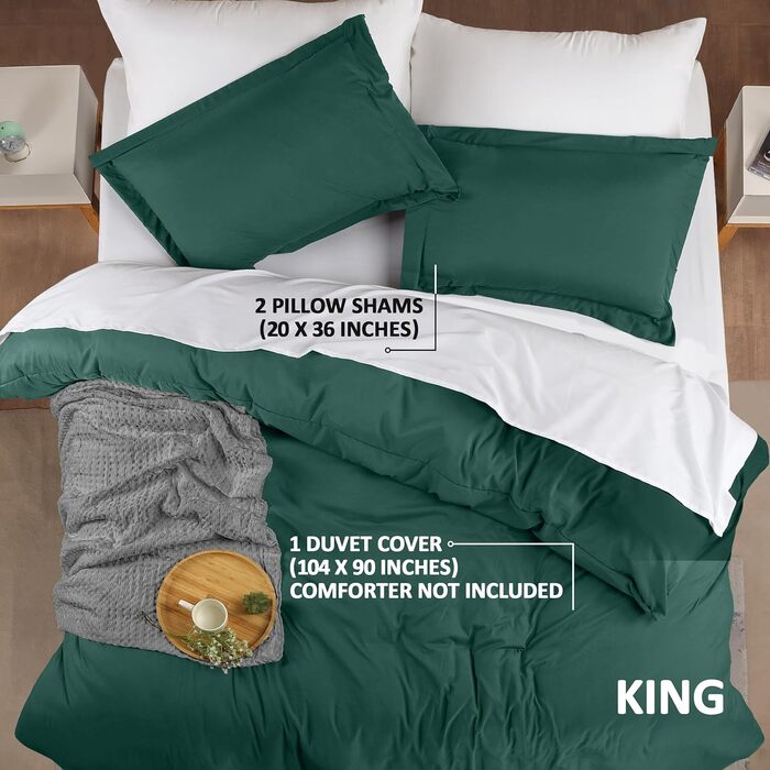 Комплект постільної білизни Utopia Bedding, повний розмір: 1 простирадло, 2 наволочки, 3-частинний комплект, зелений смарагдовий, мікрофібра