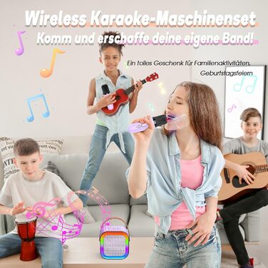 Караоке-мікрофон для дітей Dislocati 3-12 років з Bluetooth та LED-підсвіткою, фіолетовий. Портативна музична іграшка для вечірок