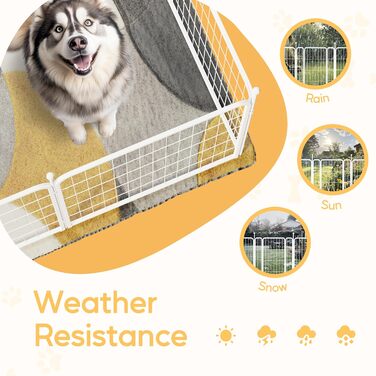Вольєр для собак HealSmart, 61 см, 8 панелей, міцний метал, портативний, для дому та вулиці, кемпінгу, двору, автодому, огорожа, приватність, тераси, білий