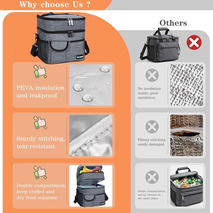 Термосумка Kato Tirrinia 17L для пікніка та подорожей (23 банки), темно-синя