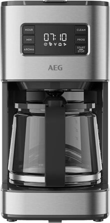 Кавоварка AEG CM5-1-6ST Deli 5, 1,5 л, нержавійка, таймер, підтримка тепла, авто-вимкнення, захист від протікання, індикатор рівня води
