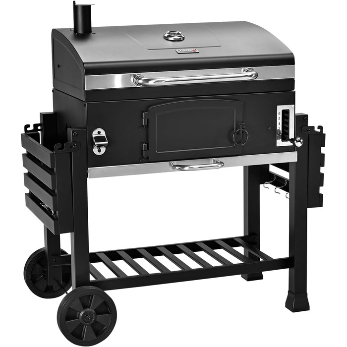 Гриль TAINO Hero XXL з кришкою, коптильня, вугільний BBQ, стійка для гриля, чохол