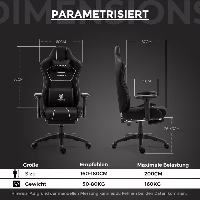 Dowinx Fabric Gaming Chair with Pocket Spring Cushion, Ergonomic Gaming Chair with Massage Function, Large and Tall PC Office Chair with Footrest, Blue