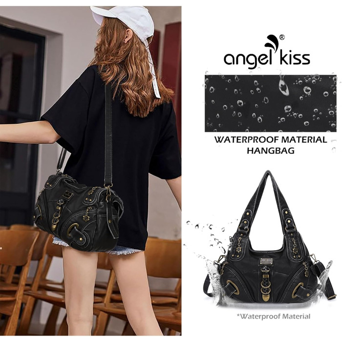 Сумка жіноча Angelkiss Hobo через плече, велика, чорна (801) для повсякденного використання