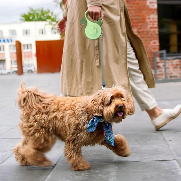 Рулетка для собак з LED-підсвічуванням та тримачем для відходів, 8 м, для собак до 50 кг, без перекручування, з функцією швидкого гальмування