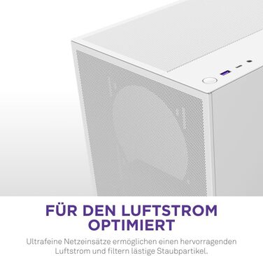NZXT H5 Flow - Компактний корпус для ПК ATX Mid-Tower для геймінгу - Покращений повітряний потік - 2 x 120mm вентилятори, підтримка радіаторів 360mm (передній) та 240mm (верхній), система кабель-менеджменту, загартоване скло (Flow 2024, білий)