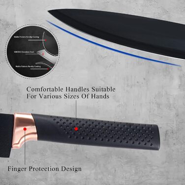 Набір кухонних ножів HL Zhujiabao 6 шт. з підставкою, професійний, нержавіюча сталь, антипригарне покриття, подарунковий