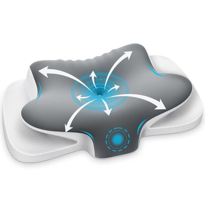 Подушка для шиї Ehomfory з ефектом пам'яті, дихаюча, ергономічна, сіра. Підходить для сну на боці, спині та животі.