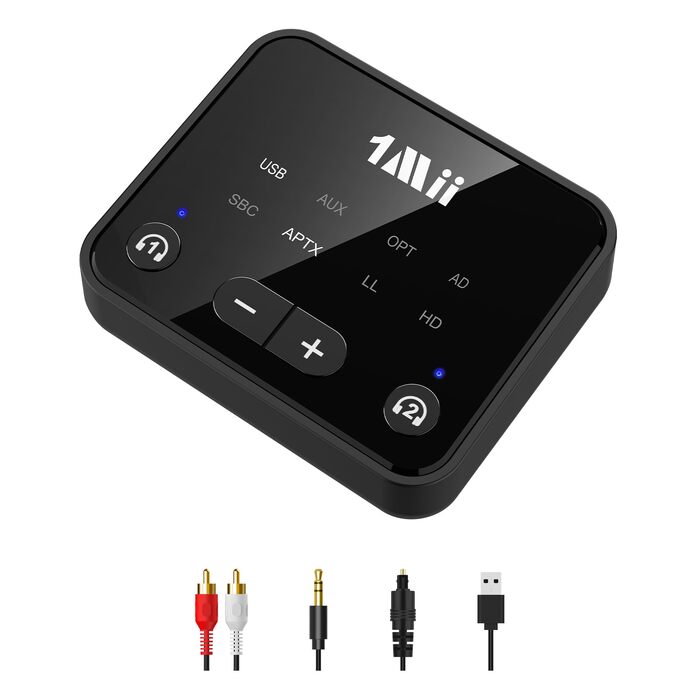 Bluetooth 5.3 трансмітер 1Mii для телевізора з підтримкою aptX Low Latency та Dual Link, B06T6-US
