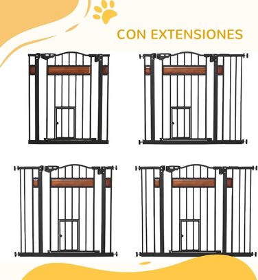 Захисне ворота PawHut для дверей та сходів: безпечне собаче ворота з автоматичним закриттям та подвійним замком, 93x76,2 см, чорний
