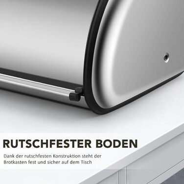Рибалка Brotkasten з нержавіючої сталі, харчової якості, з кришкою-роллером, 43,5 x 27,5 x 18,5 см, контейнер для хліба, булочок, печива