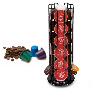 Органайзер для кавових капсул STARVAST для Dolce Gusto, обертовий тримач на 24 капсули, підставка для зберігання кави, чорний, 330 x 130 мм