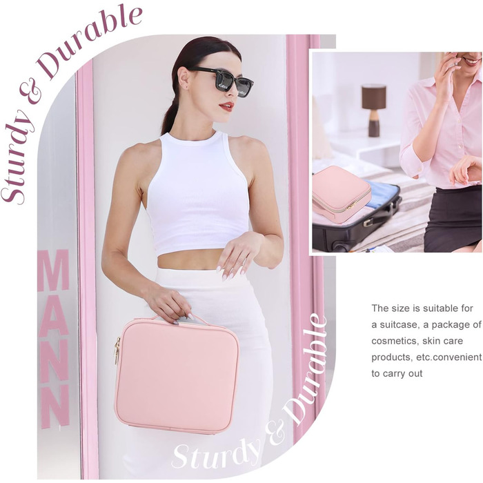 Косметичка для макіяжу, органайзер для подорожей, рожева