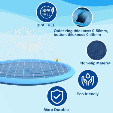 Refreshing Splash Sprinkler for Dogs - 170cm Dog Pool for Large Water Play Toy - Dog Water Play Mat Pool Fountain Splash Pad