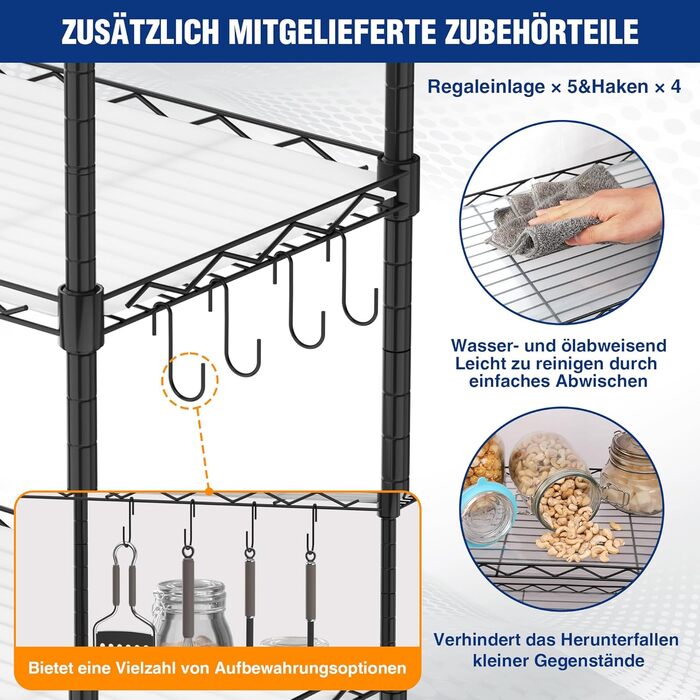 WORKPRO Regal für Wohnzimmer, Lagerregal aus Metall
