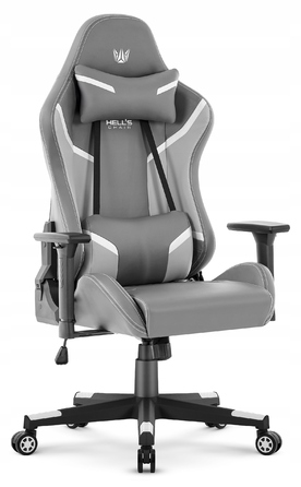 Ігрове крісло HELL'S CHAIR HC-2002 Grey-White, штучна шкіра, сіре