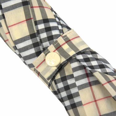iX-brella Standing Umbrella, Height Adjustable with Wooden Handle - Beige Checkered