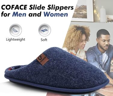 Тапочки чоловічі COFACE з фетру, теплі та зручні, з антиковзкою гумовою підошвою, розмір 40-49, темно-синій