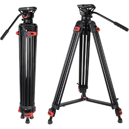 Штатив для камери COMAN 186 см з алюмінію - тринога з поворотним кріпленням 360° та нахилом ±90°, відеоштатив, сумісний з DJI Rs, Manfrotto, максимальне навантаження 10 кг (Q5)