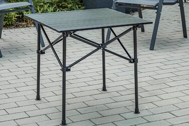 Ондіс24 Складаний столик для кемпінгу, саду та пікніків з алюмінію, 57,5 x 59 x 57 см, 50 кг, Антрацит