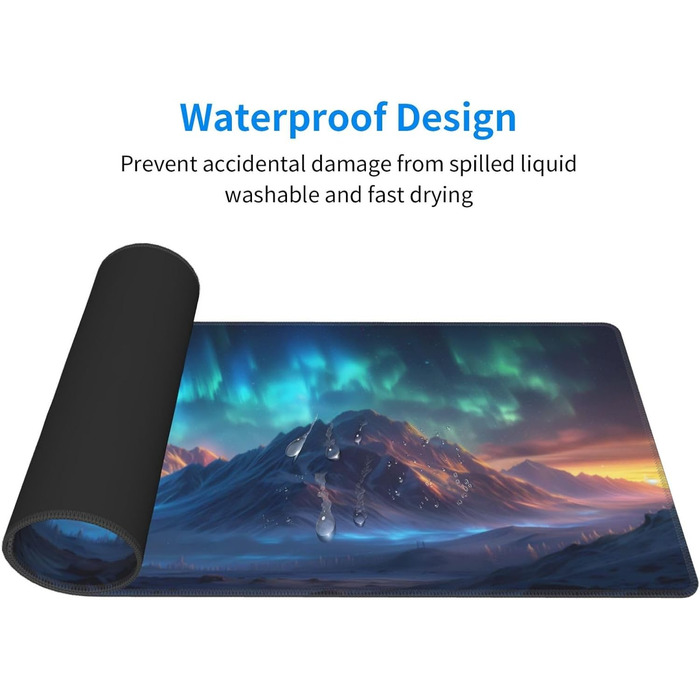 Японський килимок для миші для геймінгу, чорний, 80 x 30 см, з неслизькою основою, водонепроникний, з прошитими краями, для геймінгу, офісу, дому (Чорна хвиля) (Aurora)