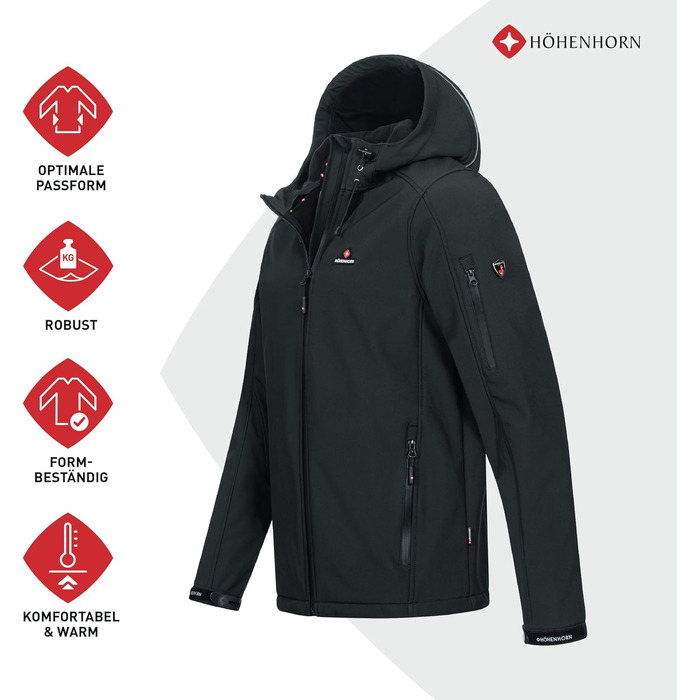 Чоловіча куртка Softshell Höhenhorn Altus для активного відпочинку, водовідштовхуюча, колір Midnight-Black, розмір L